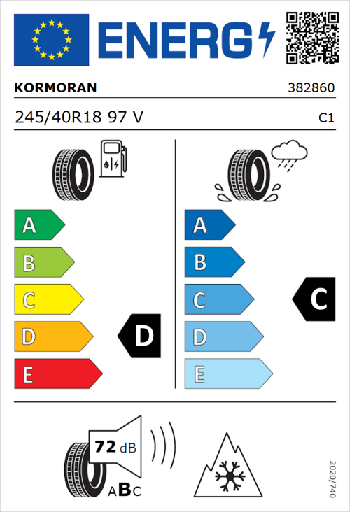 Tyre Label for Kormoran Snow 245/40R18 97V