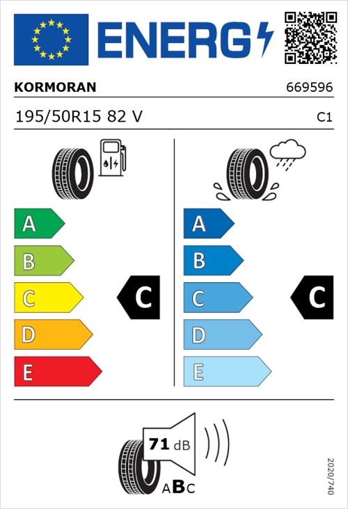 Tyre Label for Kormoran Summer 3 195/50R15 82V